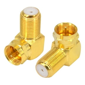 Onelinkmore RG6 F Type Male to Female Right Angle Coax Connector Gold Plated Connector for Wall Mounted TV, Wall Plate, 2-Pack