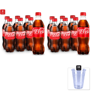 2 Pack | Coca-Cola, 16.9 Fl Oz, 6 Pack & 3x 9oz Disposable Plastic Cups