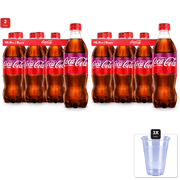 2 Pack | Coca-Cola Cherry Soda Soft Drink, 16.9 Fl Oz, 6 Pack & 3x 9oz Disposable Plastic Cups