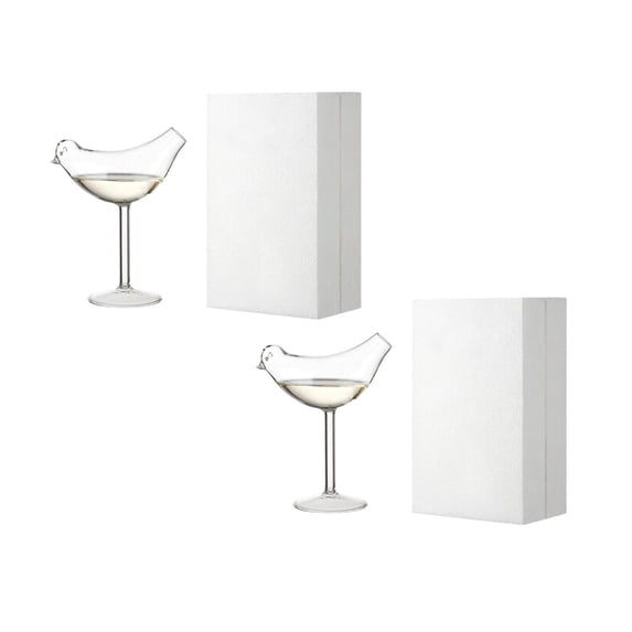 2 Pack Glass - 5oz Bird Shaped Glass, Creative Bird Design Glass, 150ml Individuality Glass Goblet Unique Glass for Champagne, Mixed Drinks, Party Wedding Decor