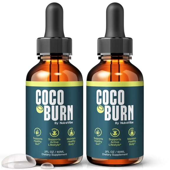 (2 Pack) Coco Burn Natural Daily Liquid Formula Designed to Align with Fitness Goals, Support an Active Lifestyle & Body Balance | Just a Few Drops for a Fit-Focused Routine (60 Servings)