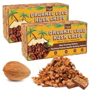 2 pack Coco Husk Chips- 100% Organic Coconut Coir Chips Brick Potting Soil Mix with Low EC & PH Balance, Compressed Coconut Substrate Coco Chips Mulch Medium for Garden, Flowers, Plants
