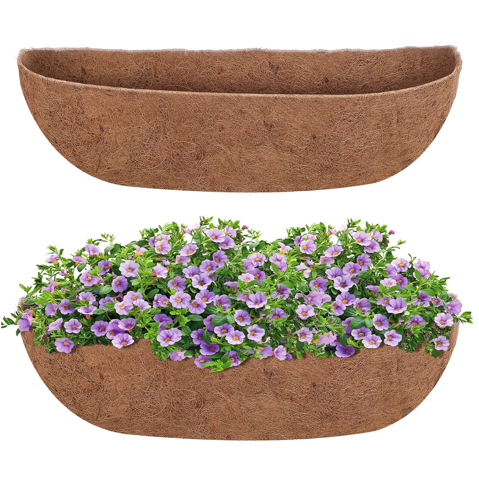 2 Pack Coco Liners for Window Box Planter 24 Inch 100 Natural