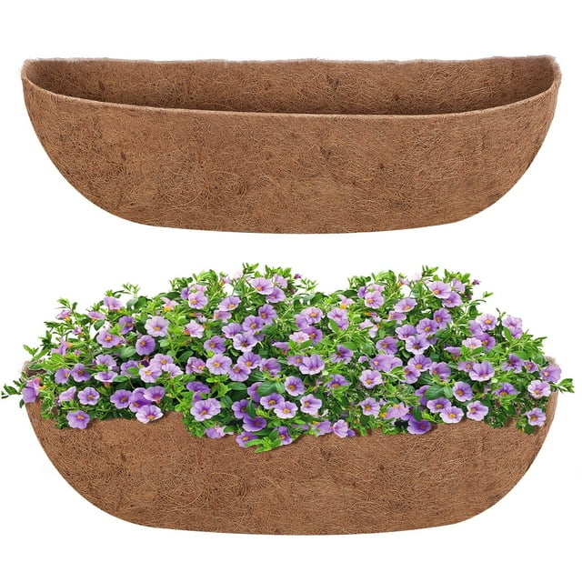 2 Pack Coco Liners for Window Box Planter 24 Inch 100 Natural