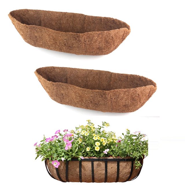 3 Pack Coco Liners for Window Box Planter 24 Inch 100 Natural