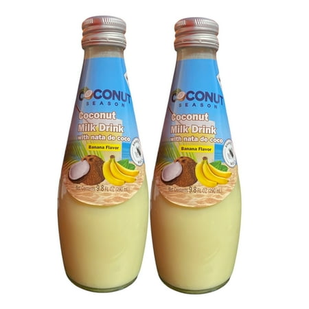 ( 2 Pack ) Coconut Season Coconut Milk Drink with nata de coco, Banana Flavor, 9.8 fl oz