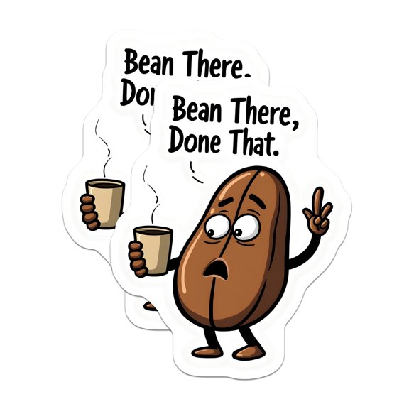 (2 Pack) Coffee Bean Magnets - Funny Coffee Pun Decor - Kitchen Fridge Office Humor - Bean There Done That - 5 Inches On Longest Side - Thick Durable Magnet - Made in USA