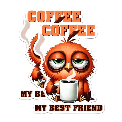 (2 Pack) Coffee My Best Friend Magnets - Funny Coffee Lover Magnets - Cute Owl Coffee Decor Magnets- 5" On Longest Side - for Fridges, Toolboxes, Cars - Made in USA - MAG2770