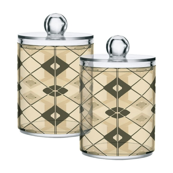 2 Pack Coffee Block Qtip Holder Dispenser Clear Plastic Storage Apothecary Jars for Cotton Swabs Balls Pads Floss
