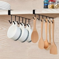 2 Pack Coffee Cup Holder Mug Holder Under Cabinet Adhesive Cup Hooks Drilling Free Kitchen Utensil Storage Shelf Ties Belts Scarf Hanging Rack, Black