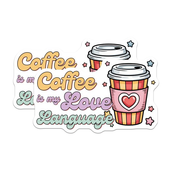 (2 Pack) Coffee Lover Magnets - Love Language Art - Coffee Cup Magnets - 5" On Longest Side - Premium Magnet - for Cars, Refrigerators, Toolboxes, Lockers - Made in USA - MAG14869