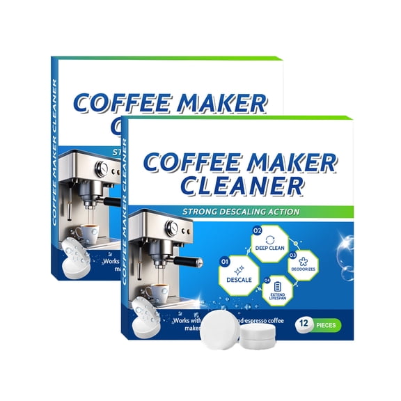 2-Pack Coffee Maker Cleaner & Descaling Tablets, 24 Count - Strong Descaling Action for Espresso & Drip Coffee Machines, Removes Residue and Odors, Extends Machine Lifespan, Safe for All Brands