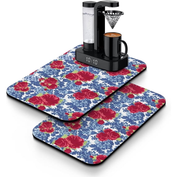 2 Pack Coffee Mat - Coffee Maker Mat for Countertops Dish Mat Drying Kitchen Mat Set 19.5x12Inch Espresso Machine Mat Coffee Matt for Kitchen Counter Coffee Pot Mat Coffee Bar Accessories Spill Mat