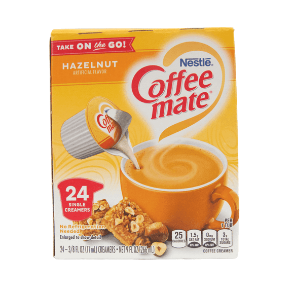 ( 2 Pack ) Coffee-Mate Nestle Hazelnut Liquid Creamer Singles, 24 Single Creamers