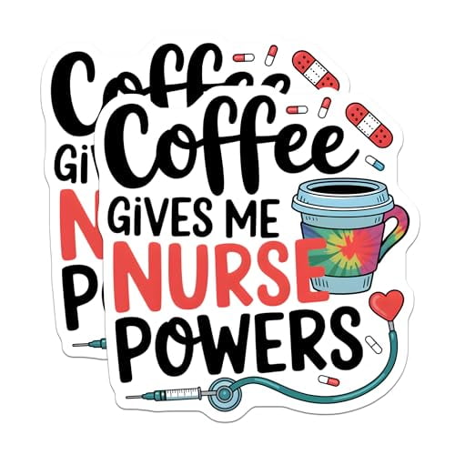 (2 Pack) Coffee Nurse Powers Magnets - Nurse Humor - Inspirational Nurse Quote - Nurse Coffee Lovers - Nurse Office Decor - 5" On Longest Side - for Cars, Fridges, Toolboxes - Made in USA - MAG6479