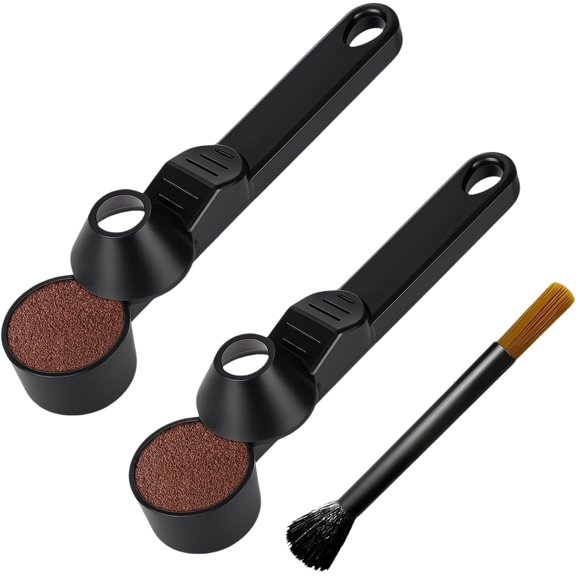 2 Pack Coffee Scoop with Funnel, 2 TBSP Reusable K Cup Powder Scoop (Black)