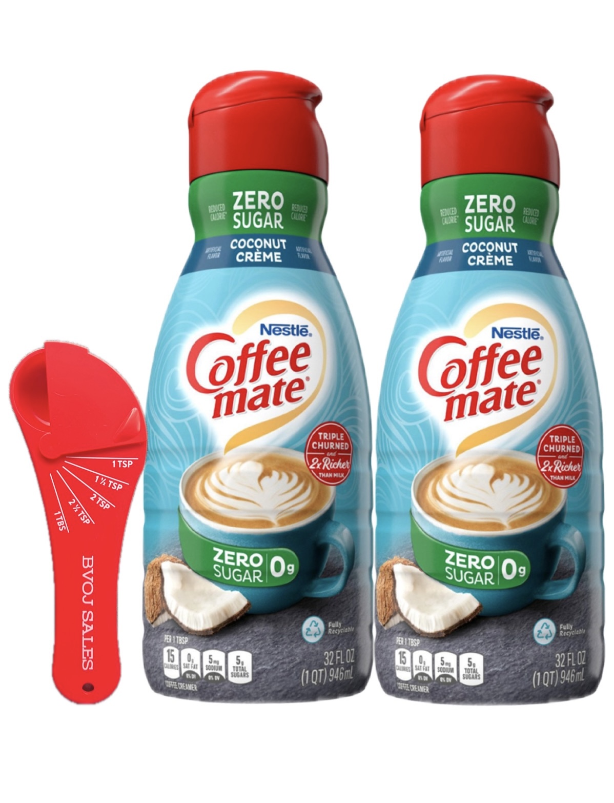 2 Pack Coffee mate Zero Sugar Coconut Creme Liquid Coffee Creamer, 32