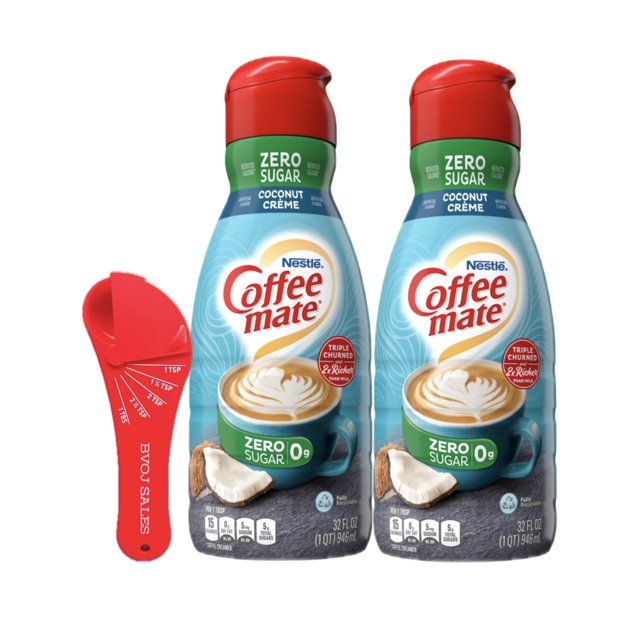 2 Pack Coffee mate Zero Sugar Coconut Creme Liquid Coffee Creamer, 32