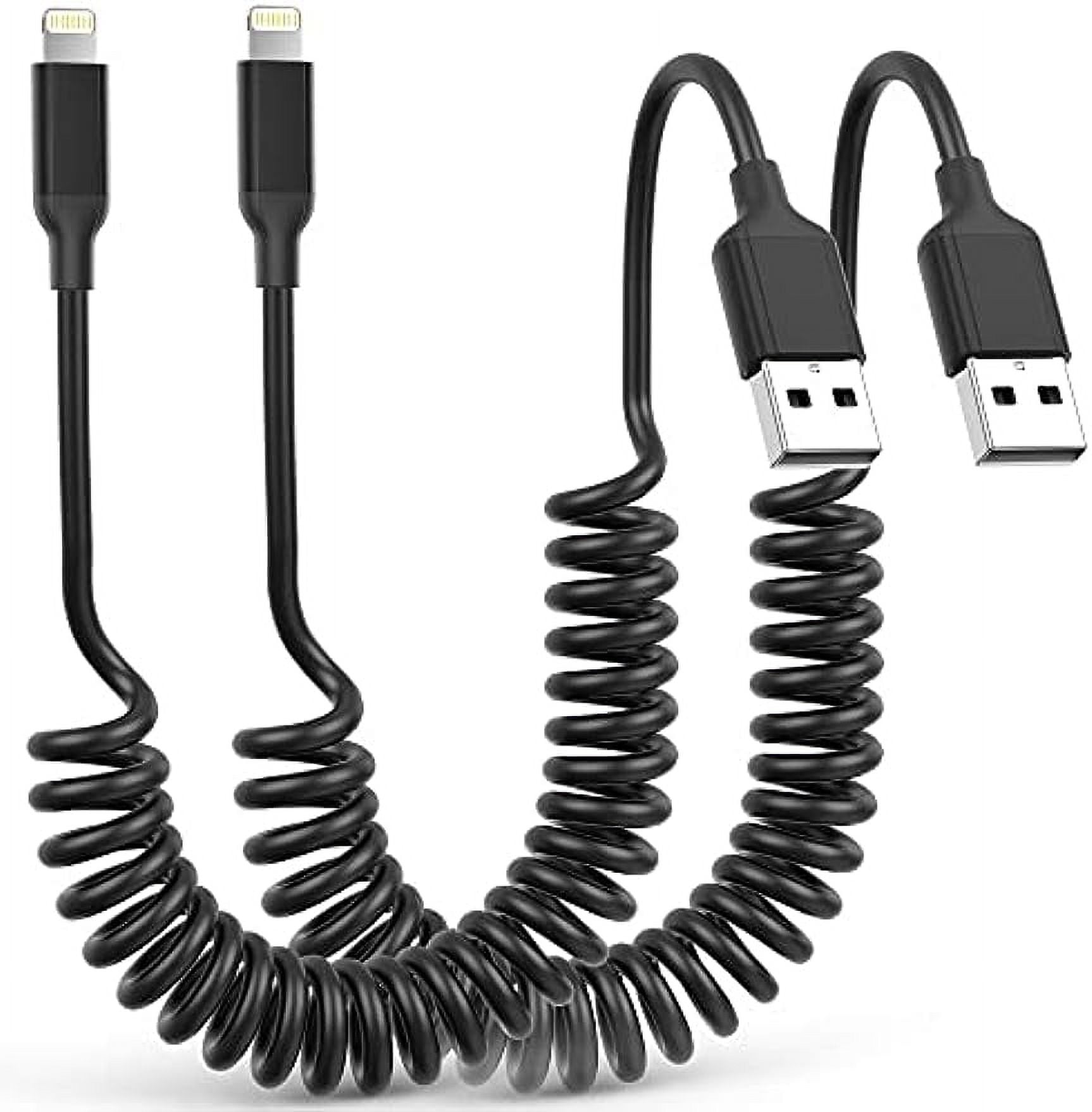 2 Pack Coiled Lightning Cable ,Retractable Charger