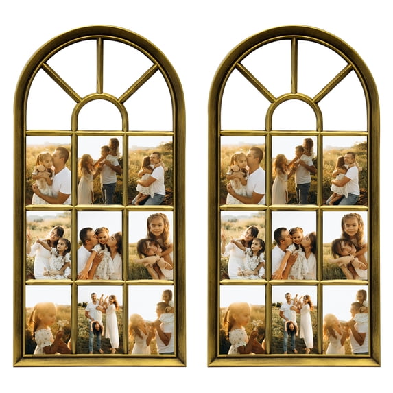 2 Pack - Collage Picture Frames for Wall Holds 9 Psc 4 x 6 Photos, 9 Opening Collage Photo Frame Gallery Wall Hanging - Classic Gold