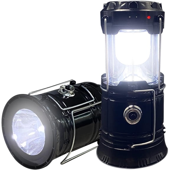 2-Pack Collapsible Camping Lantern Luvomira Solar USB Rechargeable Portable Lightweight Waterproof LED Flashlight Survival Kits for Indoor Outdoor Home Emergency Light Power Outages Hi