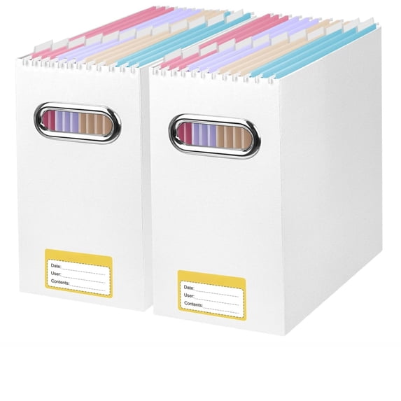 2-Pack Collapsible Cardboard File Organizer Boxes with Metal Handles ...