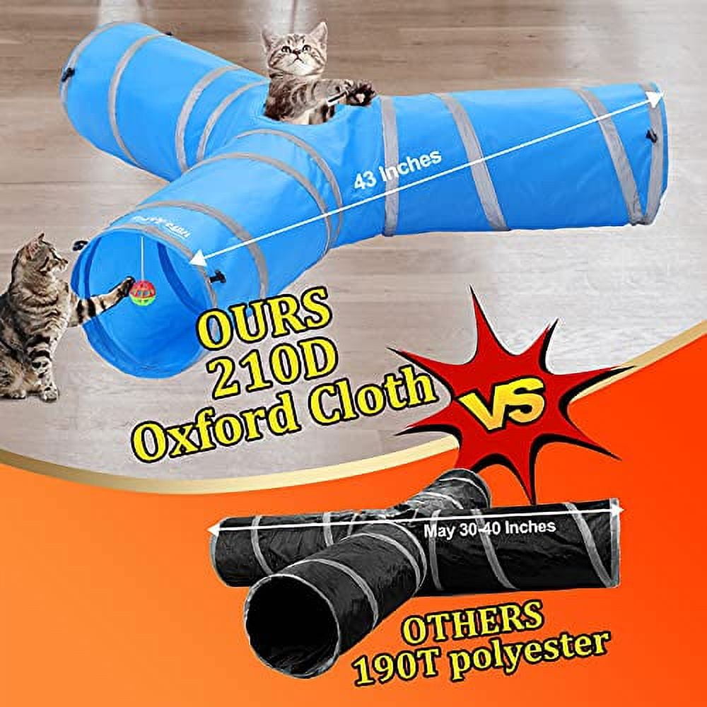 2 Pack Collapsible Cat Tunnels 3 Way, Cats Dogs Maze Tube with Ball for