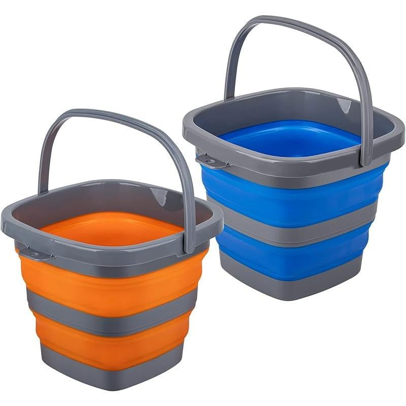 2 Pack Collapsible Plastic Bucket with 2.6 Gallon (10L) Each, Foldable ...