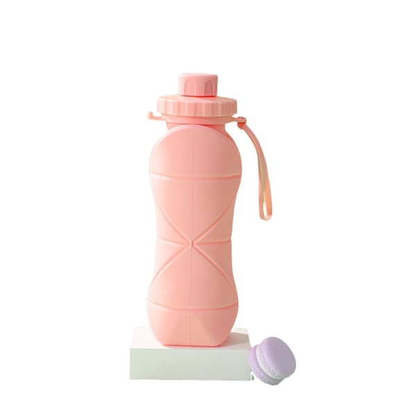 2 Pack Collapsible Silicone Water Bottles 20.3 oz Foldable Leakproof Sports Travel Cups Gray Green