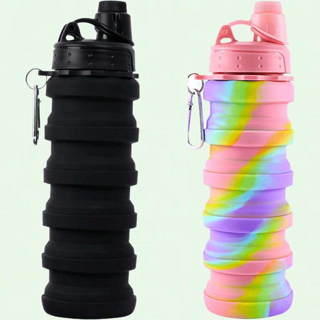 Lallisa 4 Pack Collapsible Silicone Water Bottles - 17 Oz Reusable, Foldable, Leakproof For Travel, Gym, Hiking