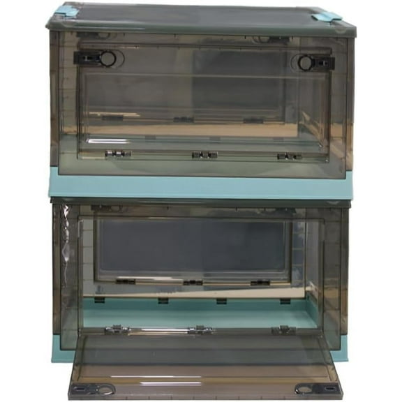 2 Pack Collapsible Storage Bins, 110L Plastic Storage Bin Organizing Container with Lid for Home & Office Organization, Cloth Toys Books Snacks Bottles (Super Large, Green)