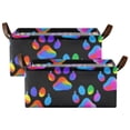 thumbnail image 1 of 2 Pack Collapsible Storage Bins Fabric Shelf Baskets with Handles Closet Organizer Neon Dog Paw 16.9x11.4x7.7, 1 of 8