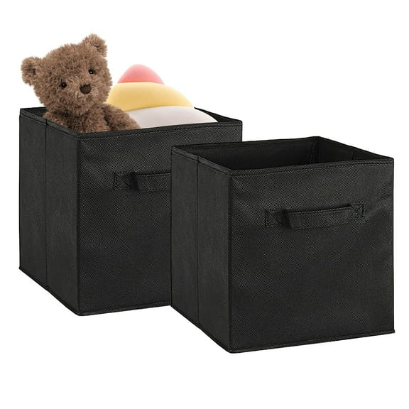 2-Pack Collapsible Storage Bins with Handles 10.6" Fabric Cube Organizers for Closet Bedroom and Laundry Room Organization