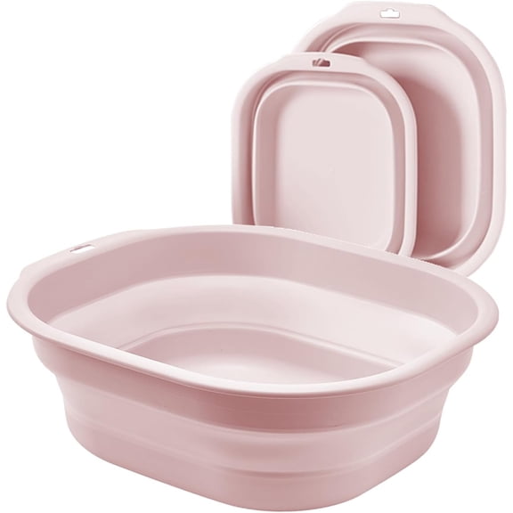 2 Pack Collapsible Wash Basin Set, Foldable Dish Tub Portable Plastic Sink for Kitchen, Camping, RV, Laundry, Cleaning - Green