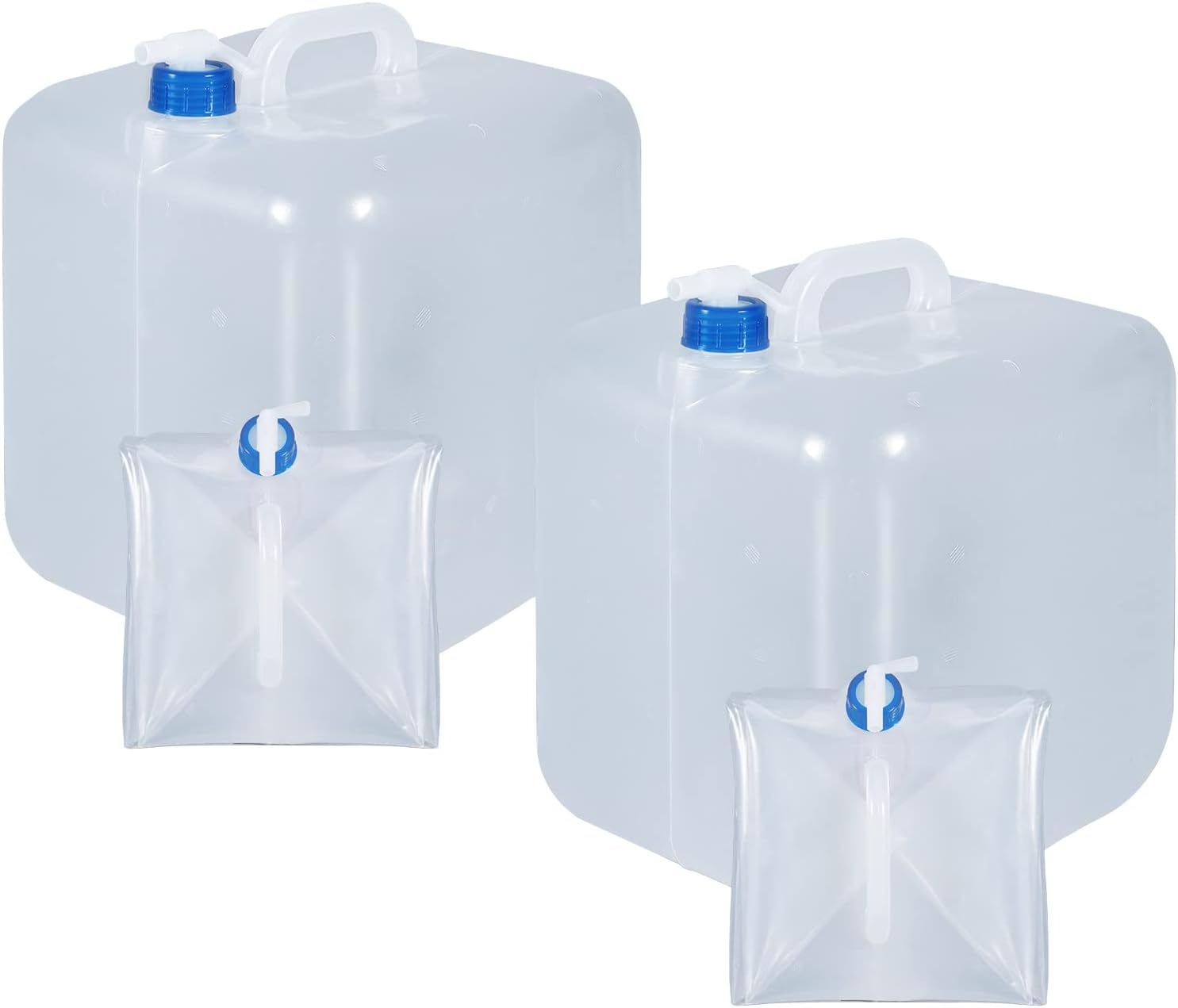 2 Pack Collapsible Water Container with Spigot, Foldable Cube Water ...