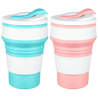 ME.FAN Silicone Collapsible Travel Cup - Silicone Folding Camping Cup with Lids - Expandable Drinking Cup Set - Portable, Graduated 9.22Oz