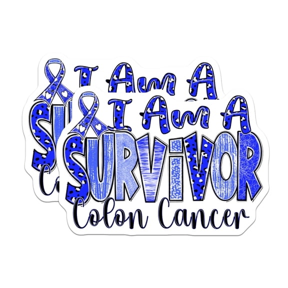 (2 Pack) Colon Cancer Survivor Magnets - Blue Awareness Ribbon Support - Warrior Strength Decor - Disease Fighter Emblem - 5 Inches On Longest Side - Thick Durable Magnet - Made in USA - MAG19026