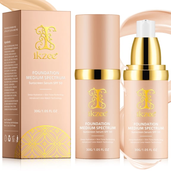 2 Pack Color-Changing Liquid Foundation, Combines Foundation, Concealer & Moisturizer, High Quality Ingredients, 1.05 FL OZ