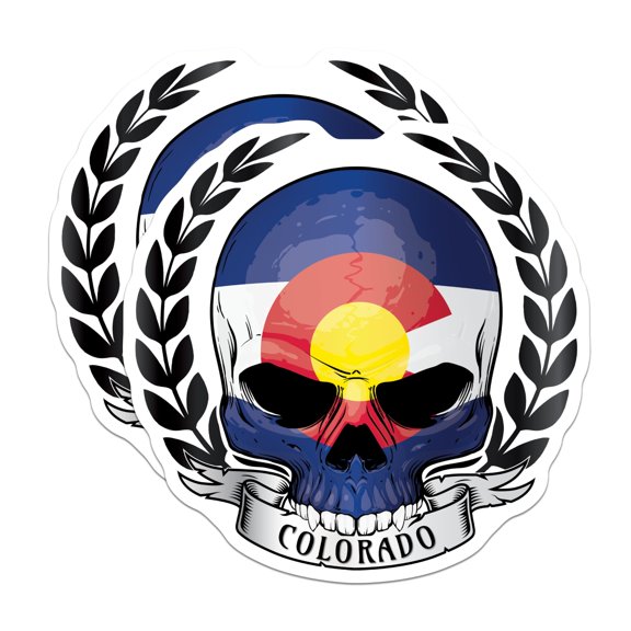 (2 Pack) Colorado Skull Magnets - Colorado Flag Decor - Skull Magnets for Fridge - 5" On Longest Side - Premium Magnet - for Cars, Refrigerators, Toolboxes, Lockers - Made in USA - MAG18152