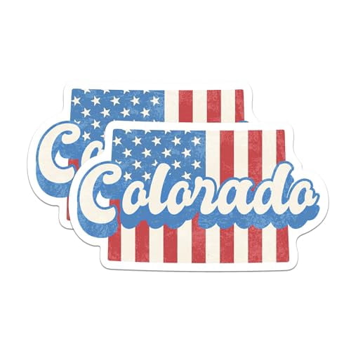 (2 Pack) Colorado State Outline Stickers - CO State Shape with USA Flag ...