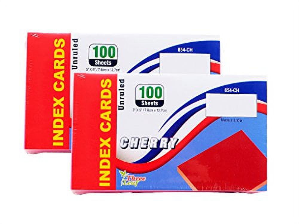 2Pack Colored Index Cards, 3x5Inch, Unruled, Cherry, 100Count per