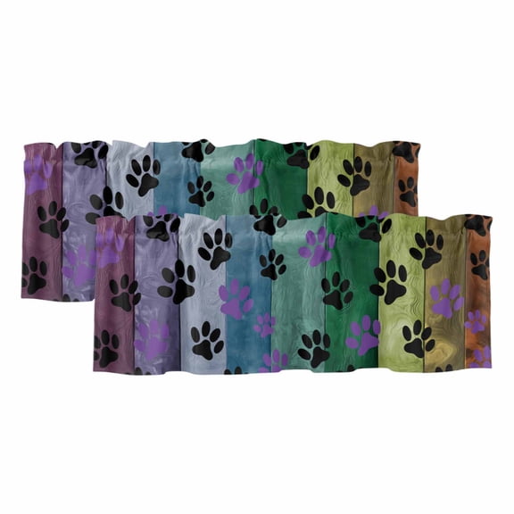 2 Pack Colorful Dog Valance for Window Paw Prints on The Board Kitchen Valance Rod Pocket Short Curtain Topper Decorative Window Treatment for Living Room Bedroom 54"x18"