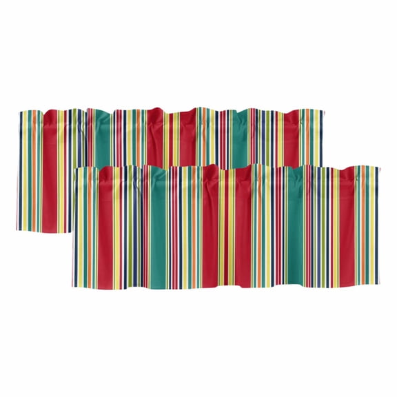 2 Pack Colorful Striped Valances for Windows Bedroom Living Room Window Treatments, Boho Rainbow Abstract Vertical Lines Rod Pocket Valance Drapes Short Kitchen Curtains Over Sink 54"x18"