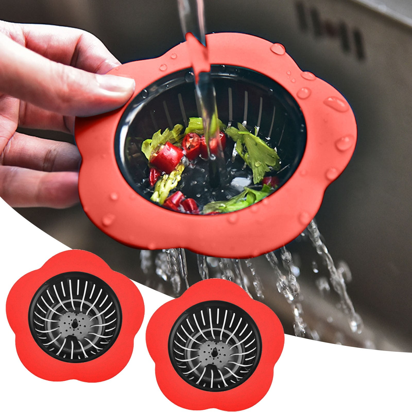2 Pack Colors Floor Drain TPR Sink Plug Kitchen Sink Filter Household