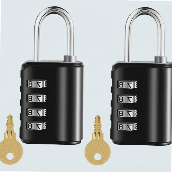 2 Pack Combination Padlock, 4 Digit Resettable Outdoor Waterproof Padlock with Keys, Combo Lock for School, Sports or Gym Locker, Employee Fence, Gate, Case, Toolbox, Hasp Storage (Black 2)