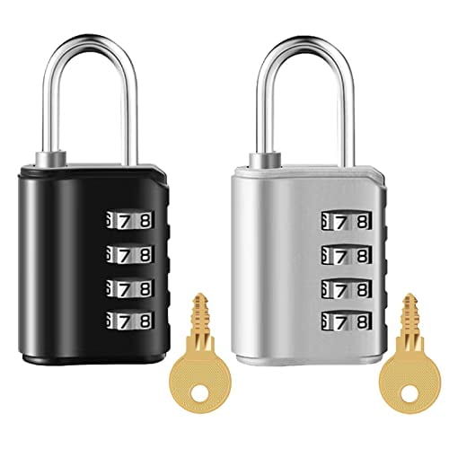 2 Pack Combination Padlock,4 Digit Resettable Outdoor Waterproof Padlock with Keys,Combo Lock for School,Sports or Gym Locker,Employee Locker,Fence,Gate,Case,Toolbox,Hasp Storage