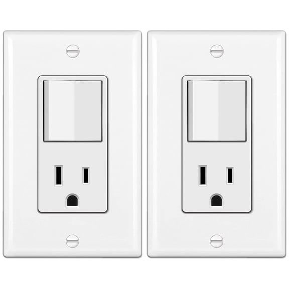 2 Pack Combination Wall Light Switch and Decor Outlet, UL Listed