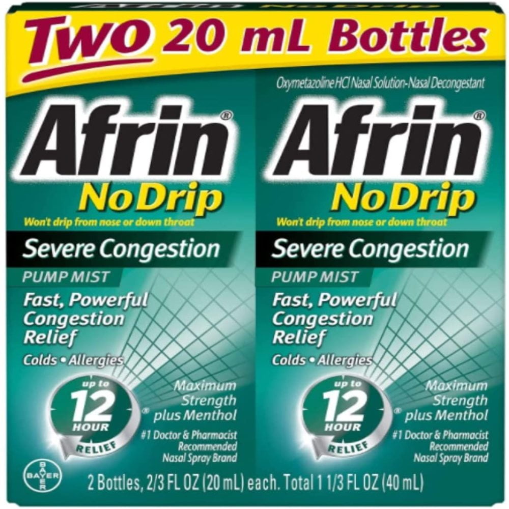 2 Pack Combo Afrin No Drip Severe Congestion 12 Hours Relief Nasal