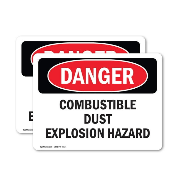 (2 Pack) Combustible Dust Explosion Hazard OSHA Danger Sign 24 Inch X 18 Inch Vinyl Label Decal Sticker Weather Resistant, UV Protected for Workplace, Business, and Construction Site,