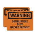 thumbnail image 1 of (2 Pack) Combustible Dust Hazard Present OSHA Warning Sign 10 Inch X 7 Inch Vinyl Label Decal Sticker Weather Resistant, UV Protected for Workplace, Business, and Construction Site,, 1 of 7
